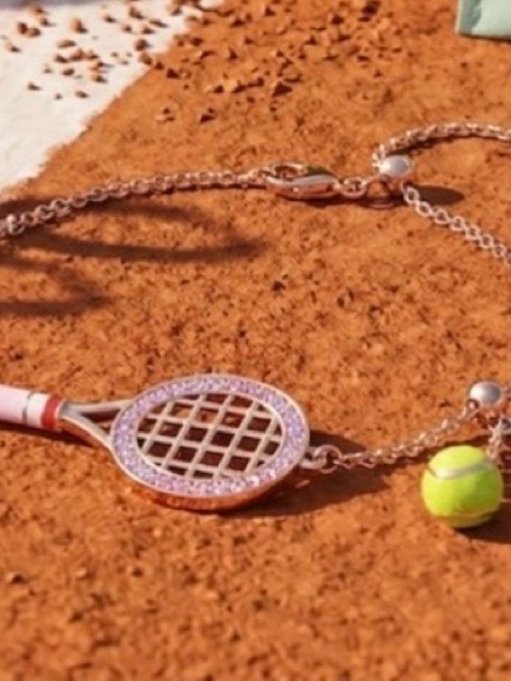 Turquoise Cord Bracelet with Gold Tennis Racket Charm